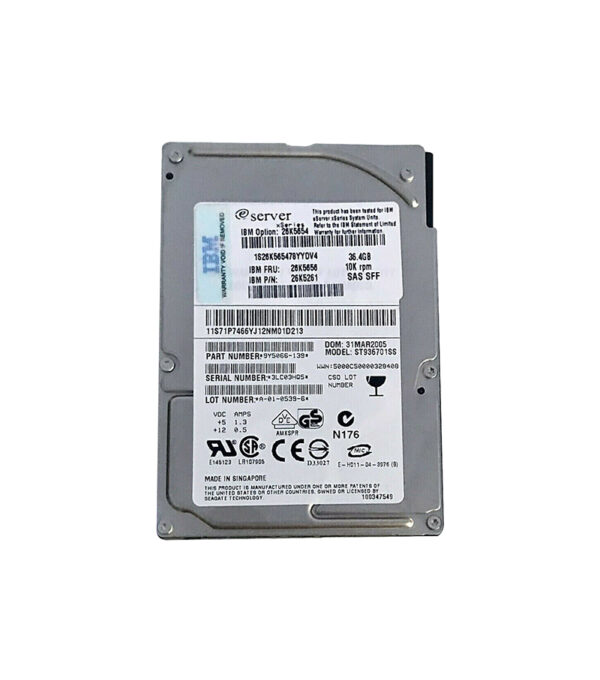 26K5654 - IBM 36.4GB 10000RPM SAS 3Gb/s Hot Swappable 8MB Cache 2.5-Inch Hard Drive for System x3650