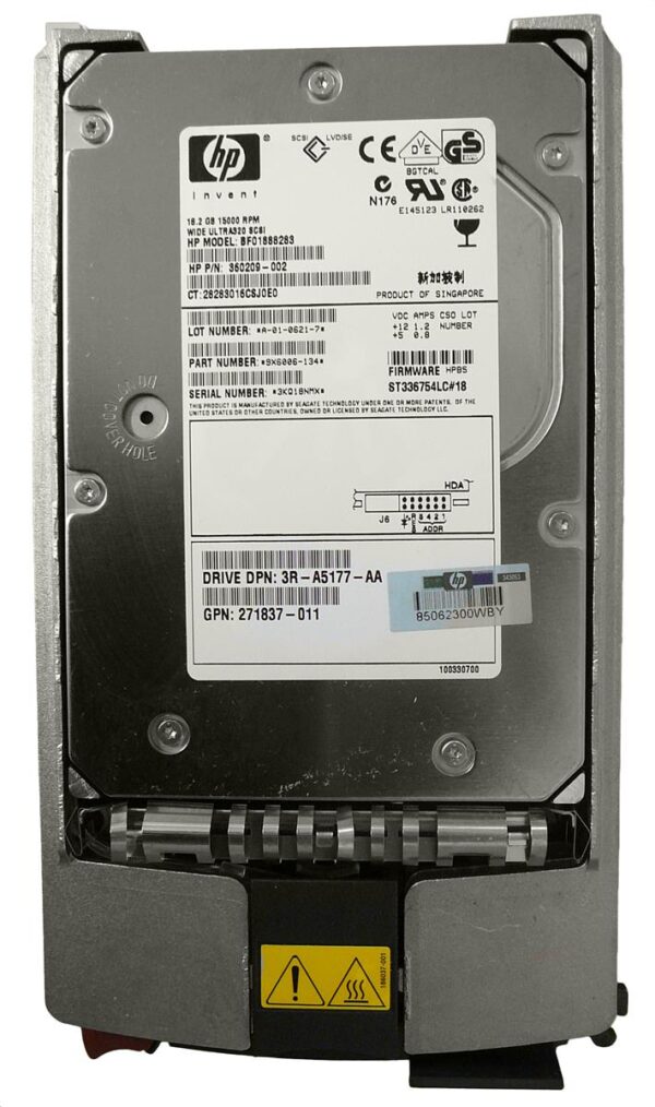 271837R-011 - HP 18.2GB 15000RPM Ultra-320 SCSI Hot-Pluggable (LVD) 80-Pin 3.5-Inch Hard Drive