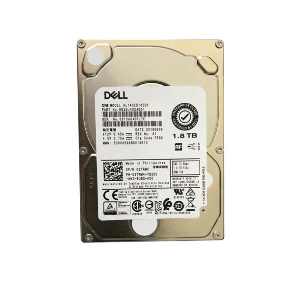 2TRM4 - Dell 1.8TB 10000RPM SAS 12Gb/s Hot-Pluggable 128MB Cache 2.5-Inch Hard Drive for PowerEdge Servers