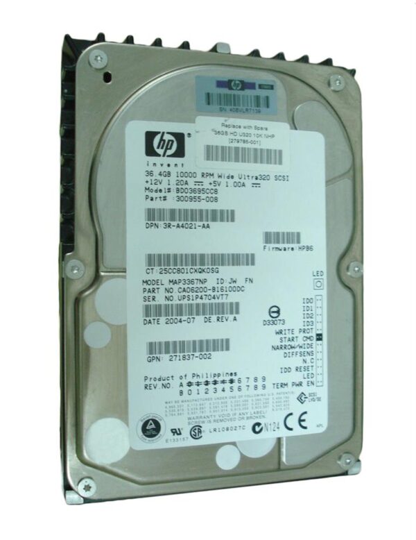 300955R-008 - HP 36.4GB 10000RPM Ultra-320 SCSI (LVD) 68-Pin 3.5-Inch Hard Drive