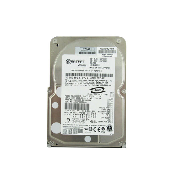 33P3377 - IBM 36.4GB 15000RPM Ultra320 SCSI 68-Pin 3.5-Inch Hard Drive