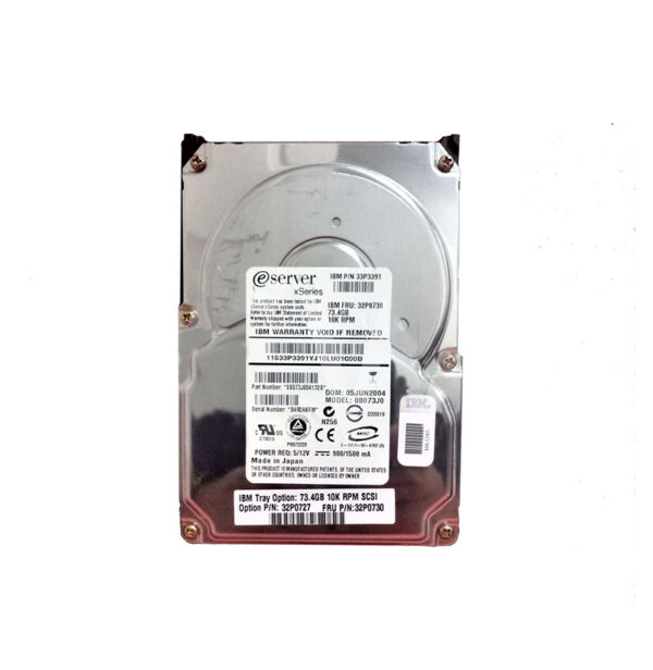 33P3391 - IBM 73GB 10000RPM Ultra320 SCSI 80-Pin Hot-Swappable 3.5-Inch Hard Drive with Tray