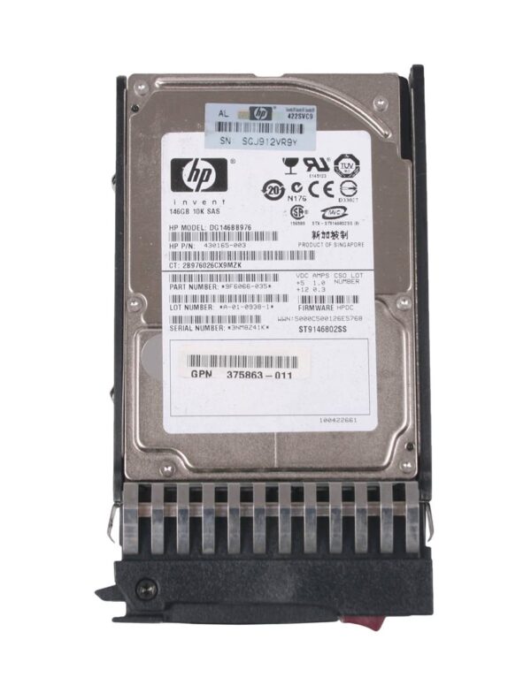 375863-011 - HP 146GB 10000RPM SAS 3Gb/s SFF Hot-Pluggable Single Port 2.5-inch Hard Drive with Tray