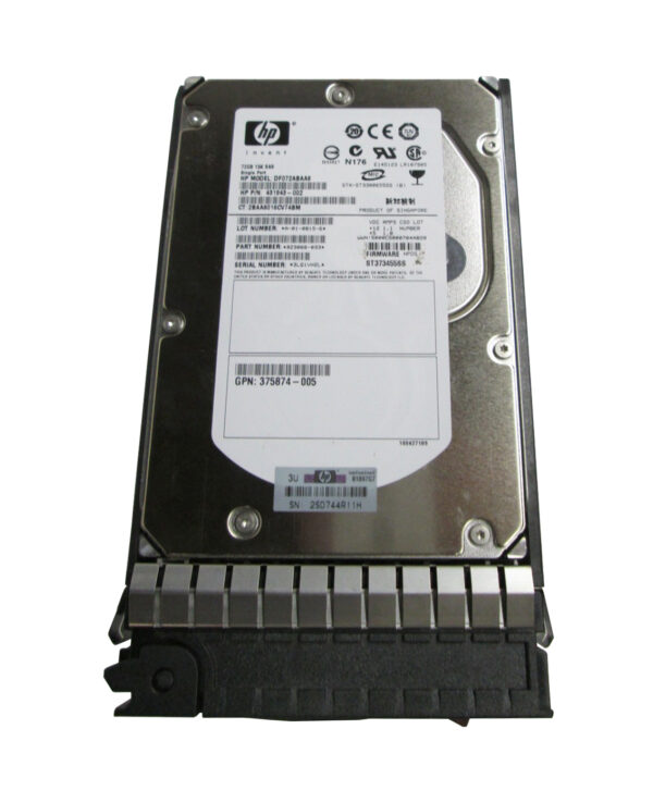375874-005 HP 73GB 15000RPM SAS 3GB/s Hot-Pluggable Single Port 3.5-inch Hard Drive