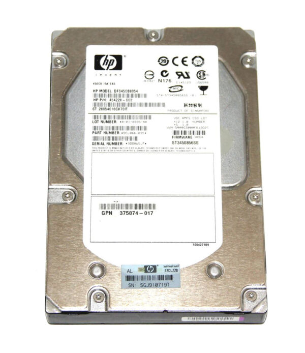 375874-017 - HP 450GB 15000RPM SAS 6Gb/s Hot-Pluggable Dual Port LFF 3.5-inch Hard Drive with Tray