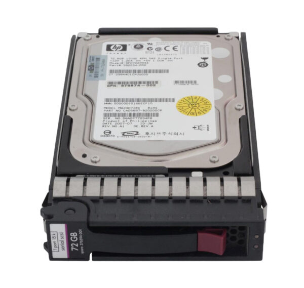 376594-001 - HP 72GB 15000RPM SAS 3Gb/s Hot-Pluggable Single Port SFF 3.5-inch Enterprise Hard Drive with Tray for Gen1/7 ProLiant Server