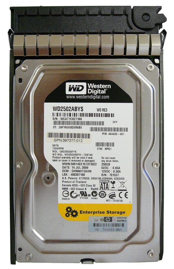 397377-012 - HP 250GB 7200RPM SATA 3Gb/s NCQ 32MB Cache LFF Hot-Pluggable 3.5-inch Hard Drive