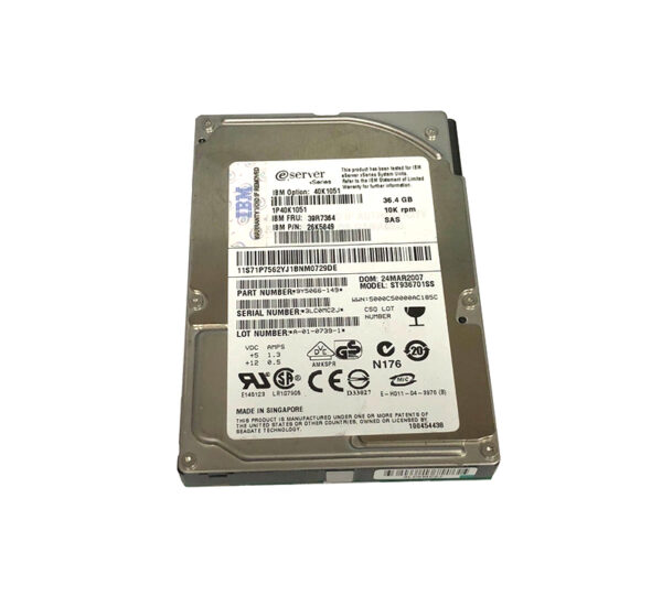 39R7364 - IBM 36.4GB 10000RPM SAS 3Gb/s Hot Swappable 2.5-Inch Hard Drive for System x3650