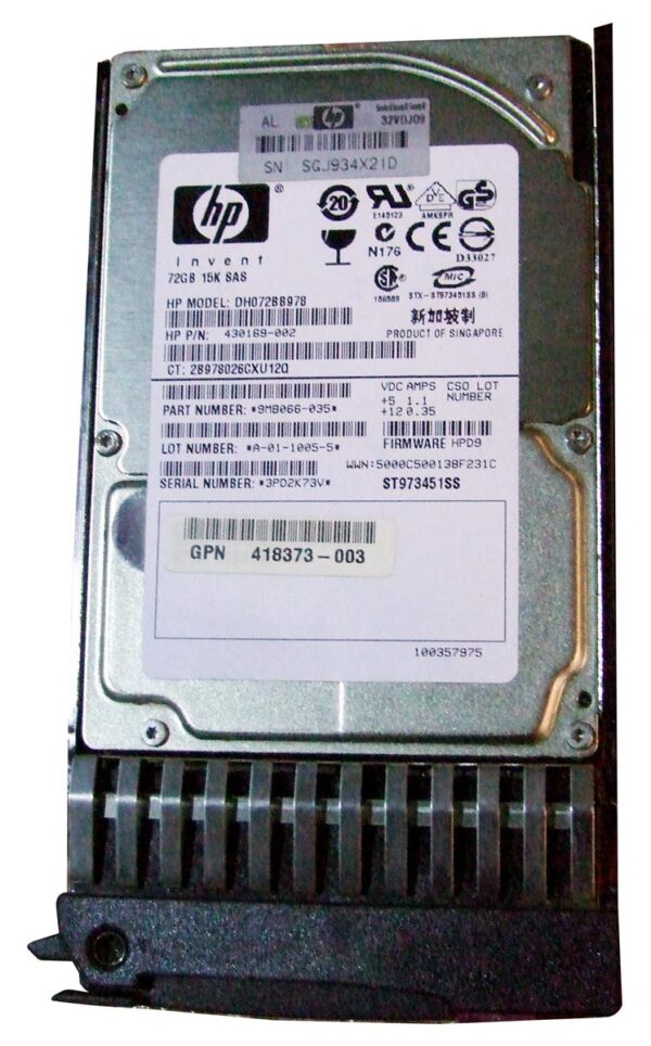 418373-003 - HP 73GB 15000RPM SAS 3GB/s Hot-Pluggable Single Port 2.5-inch Hard Drive