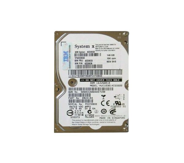 42D0632 - IBM 146GB 10000RPM SAS 6Gb/s Hot Swappable 16MB Cache 2.5-Inch Hard Drive