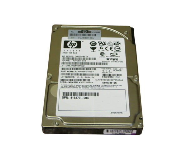 430169-002 - HP 72GB 15000RPM SAS 3Gb/s Hot Pluggable Dual Port 2.5-Inch Hard Drive with Tray for ProLiant DL170e Gen7