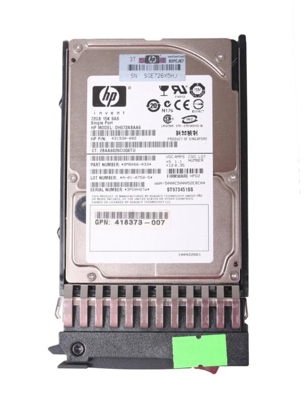 431930-B21 - HP 72GB 15000RPM SAS 3GB/s Hot-Pluggable 2.5-inch Hard Drive