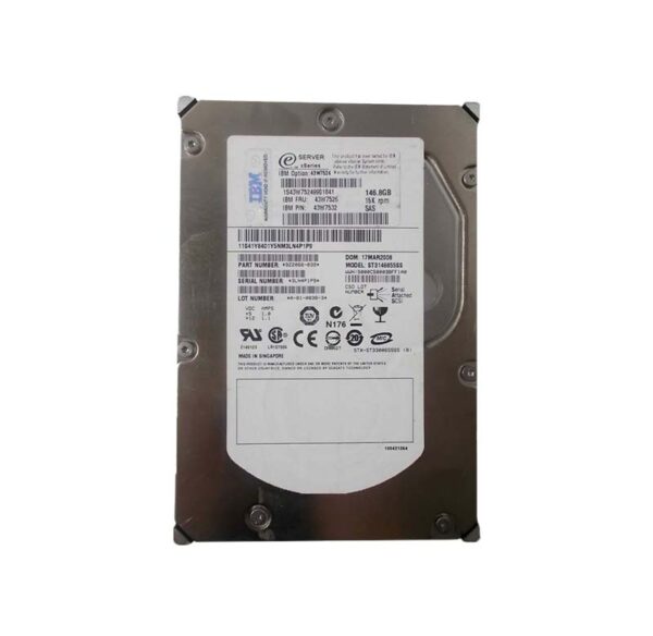43W7526 - IBM 146GB 15000RPM SAS 3Gb/s Hot Swappable 8MB Cache 3.5-Inch Hard Drive for BladeCenter S
