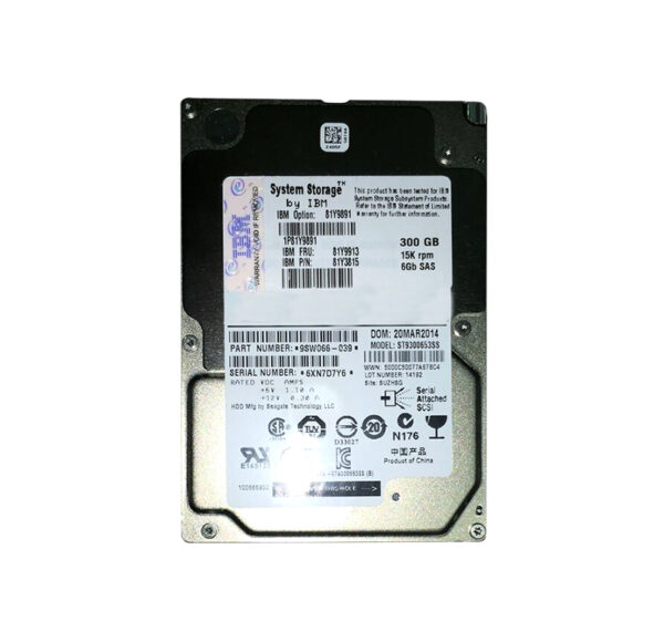 81Y3815 - IBM 300GB 15000RPM SAS 6Gb/s Hot-Swappable 2.5-Inch Hard Drive