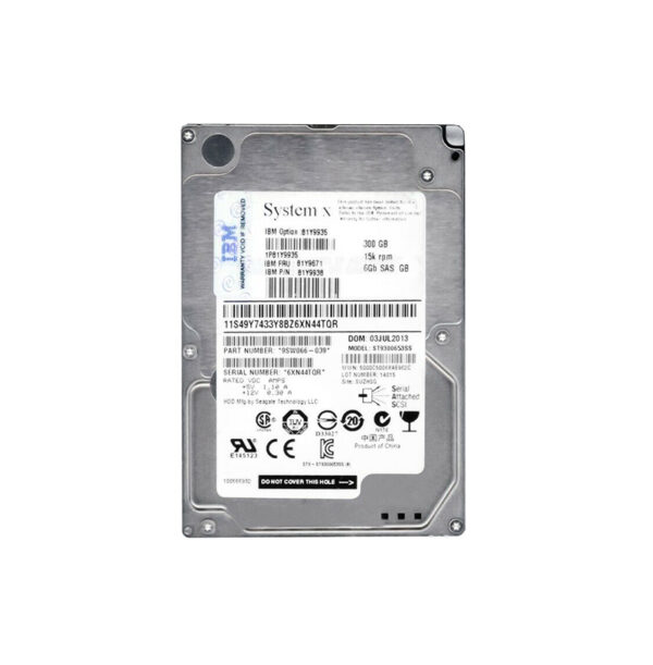 81Y9935 - IBM 300GB 15000RPM SAS 6Gb/s Hot-Swappable 2.5-Inch Hard Drive
