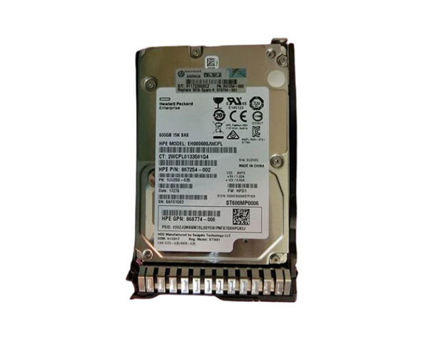 867254-002 - HP 600GB 15000RPM SAS 12Gb/s Hot-Pluggable 3.5-inch Hard Drive with Low Profile 1.0-inch Tray for Gen10/11 ProLiant Server