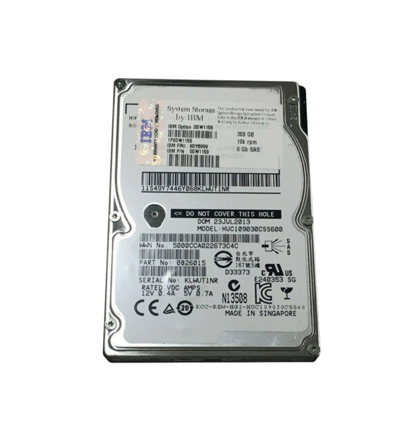 90Y8999 - IBM 300GB 10000RPM SAS 6Gb/s Hot-Swappable 2.5-Inch Hard Drive for DS3524