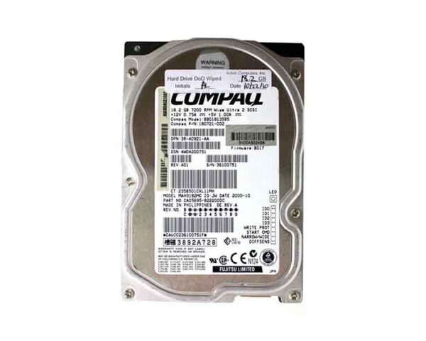BB018135B5 - HP 18.2GB 7200RPM Wide Ultra2 SCSI Hot Swappable LVD 80-Pin 3.5-Inch Hard Drive