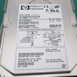 D7174-69000 - HP 18.2GB 7200RPM Wide Ultra2 SCSI Hot Swappable LVD 80-Pin 3.5-Inch Hard Drive with Tray
