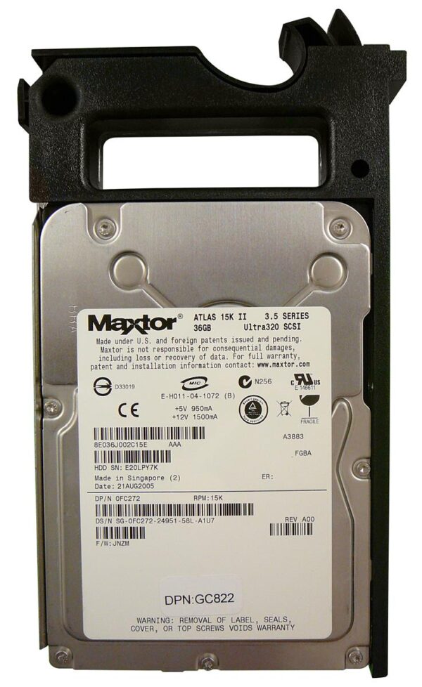 GC822 - Dell 36GB 15000RPM Ultra320 SCSI 80-Pin 3.5-Inch Hard Drive with Low Profile 1.0-Inch Tray