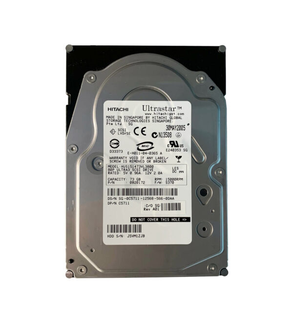 HUS151473VL3800 - Hitachi Ultrastar 15K147 Series 73.4GB 15000RPM Ultra-320 SCSI 80-Pin 16MB Cache 3.5-inch Hard Drive