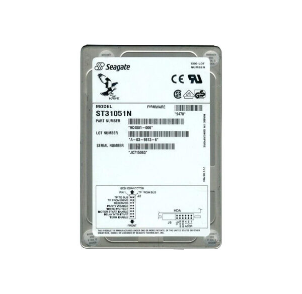 ST31051N - Seagate Hawk 2XL 1GB 5400RPM Fast SCSI 256KB Cache (CE) 50-Pin 3.5-Inch Hard Drive