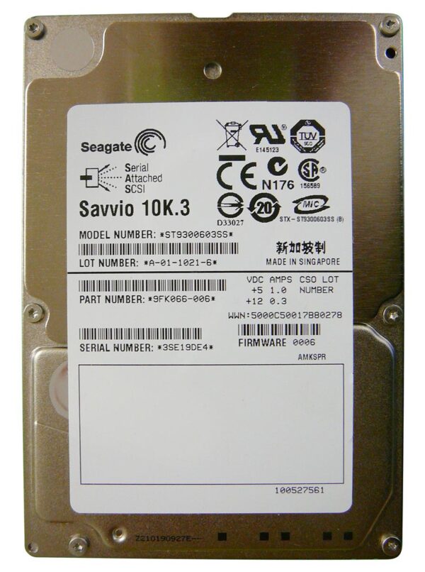 ST9300603SS - Seagate Savvio 10K.3 Series 300GB 10000RPM SAS 6Gb/s 16MB Cache (SED) 2.5-Inch Hard Drive