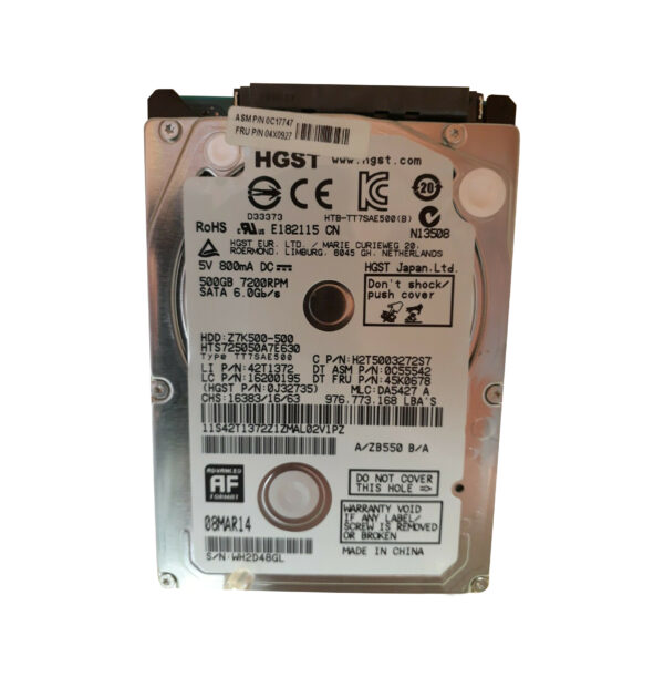 04X0927 - Lenovo 500GB 7200RPM SATA 6Gb/s 32MB Cache 2.5-Inch Hard Drive for ThinkPad Edge E531