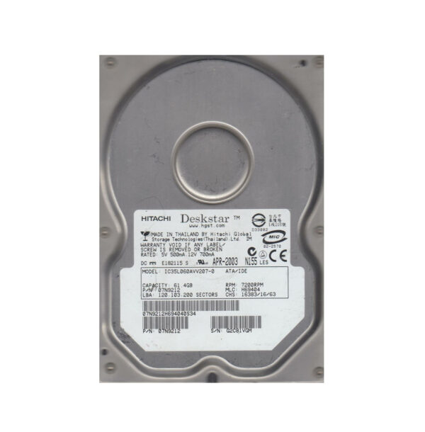 07N9212 - Hitachi Deskstar 120GXP 61.4GB 7200RPM IDE / ATA-100 2MB Cache 3.5-inch Hard Drive