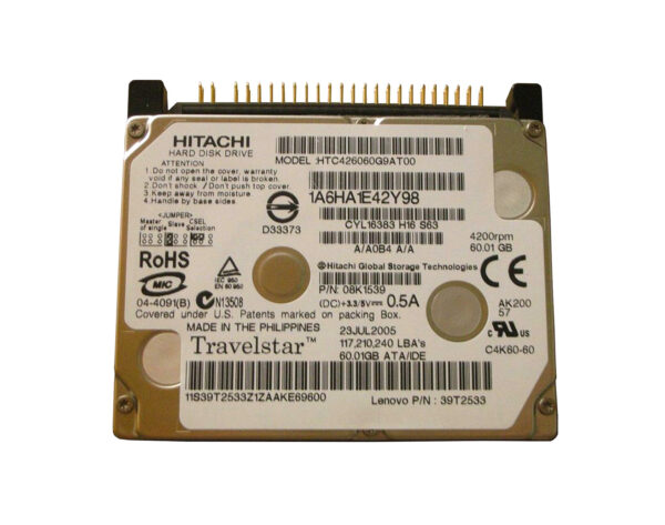 08K1539 - Hitachi Travelstar C4K60 Series 60GB 4200RPM IDE Ultra ATA/100 (ATA-6) 2MB Cache 1.8-inch Hard Drive