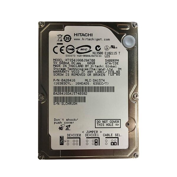 0A28416 - Hitachi Travelstar 5K160 Series 60GB 5400RPM IDE Ultra ATA/100 (ATA-6) 8MB Cache 2.5-inch Hard Drive