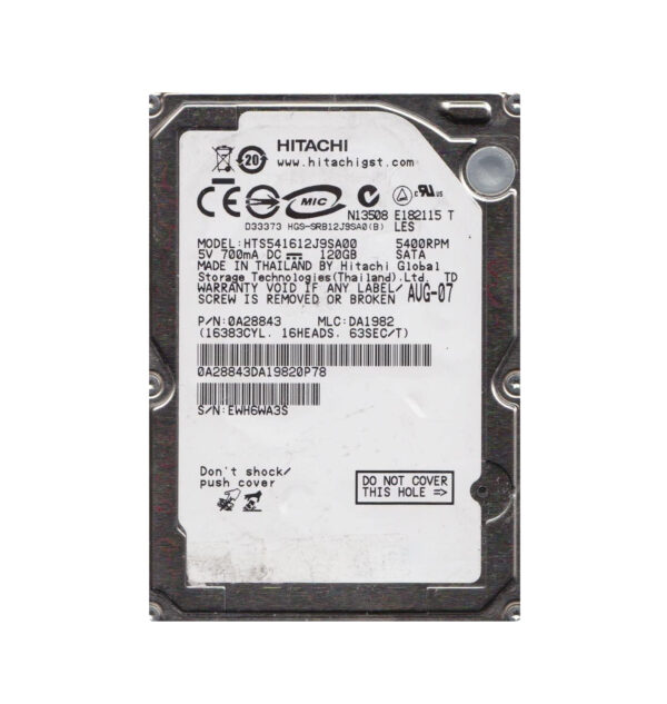 0A28843 - Hitachi Travelstar 5K160 Series 120GB 5400RPM SATA 1.5Gb/s 8MB Cache 2.5-inch Hard Drive