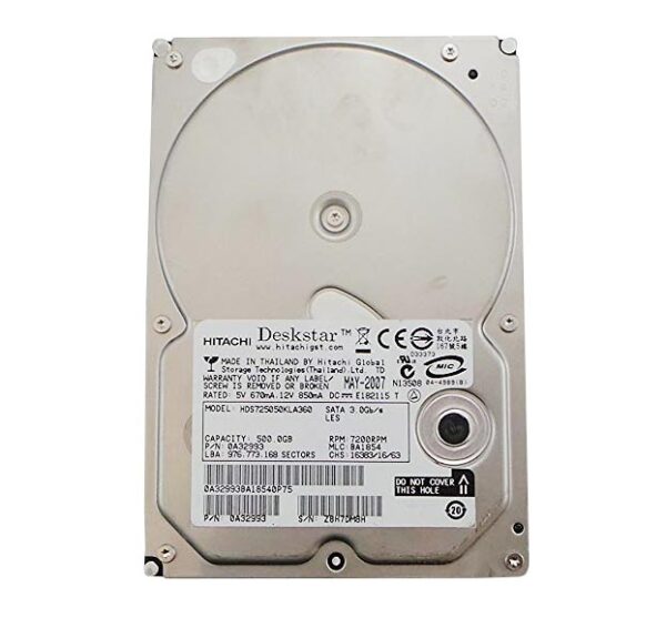 0A32993 - Hitachi Deskstar 7K500 Series 500GB 7200RPM SATA 3Gb/s 16MB Cache 3.5-inch Hard Drive