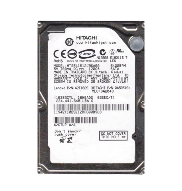 0A50519 - Hitachi Travelstar 5K160 Series 120GB 5400RPM SATA 1.5Gb/s 8MB Cache 2.5-inch Hard Drive