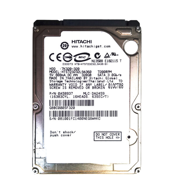 0A58937 - Hitachi Travelstar 7K320 Series 320GB 7200RPM SATA 3Gb/s 16MB Cache (512) 2.5-inch Hard Drive