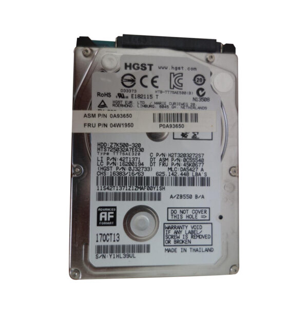 0A93650 - Lenovo 500GB 7200RPM SATA 6Gb/s 2.5-Inch Hard Drive
