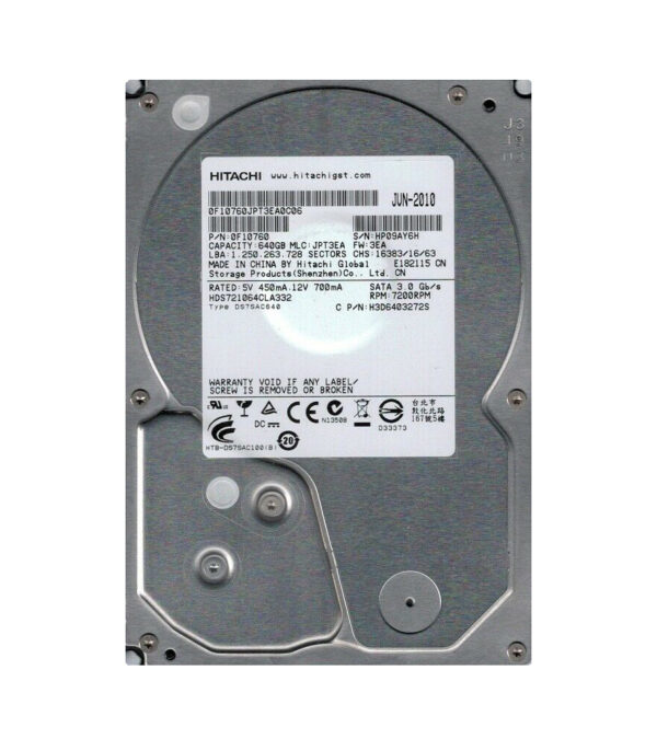0F10760 - HGST Deskstar 7K1000.C Series 640GB 7200RPM SATA 3Gb/s 32MB Cache 3.5-inch Hard Drive