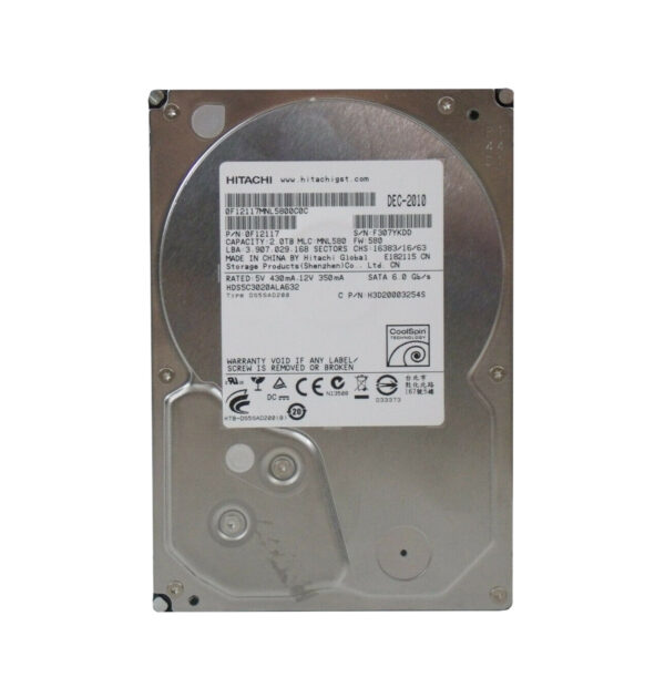 0F12117 - Hitachi Deskstar 5K3000 Series 2TB 5400RPM SATA 6Gb/s 32MB Cache 3.5-Inch Hard Drive