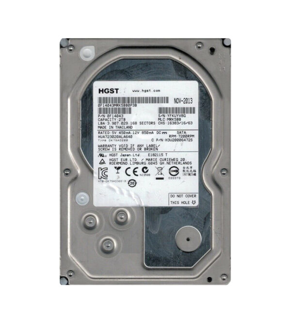 0F14043 - HGST Ultrastar 7K3000 Series 2TB 7200RPM SATA 6Gb/s 64MB Cache 512e 3.5-inch Enterprise Hard Drive