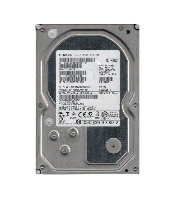 0F14994 - HGST Ultrastar 7K3000 Series 2TB 7200RPM SATA 6Gb/s 64MB Cache 512e 3.5-inch Enterprise Hard Drive