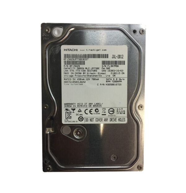 0F15629 - HGST Deskstar 7K1000.C Series 500GB 7200RPM SATA 6Gb/s 16MB Cache 3.5-inch Hard Drive