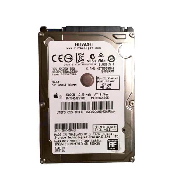 0J27701 - Hitachi Travelstar 5K750 Series 500GB 5400RPM SATA 3Gb/s 8MB Cache 512e 2.5-inch Hard Drive