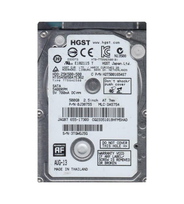 0J38755 - HGST Travelstar Z5K500 Series 500GB 5400RPM SATA 3Gb/s 16MB Cache 2.5-inch Hard Drive