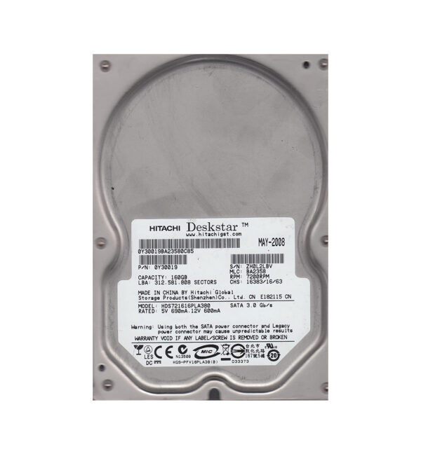 0Y30019 - Hitachi Deskstar 7K160 Series 160GB 7200RPM SATA 3Gb/s 8MB Cache 3.5-inch Hard Drive