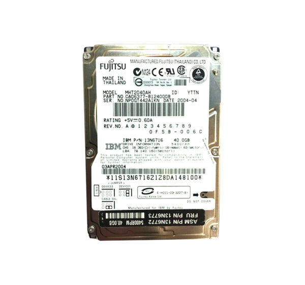 13N6772 - IBM 40GB 5400RPM IDE Ultra ATA/100 (ATA-6) 8MB Cache 2.5-Inch Hard Drive for ThinkPad