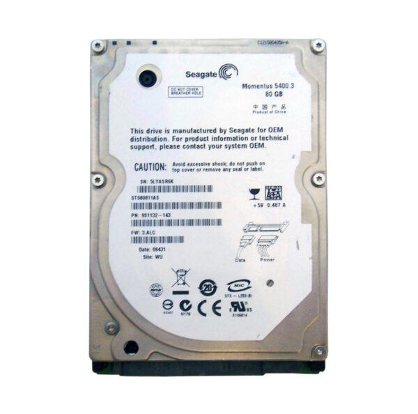 9S1132-143 - Seagate Momentus 5400.3 Series 80GB 5400RPM SATA 1.5Gb/s NCQ 8MB Cache (CE) 2.5-Inch Hard Drive