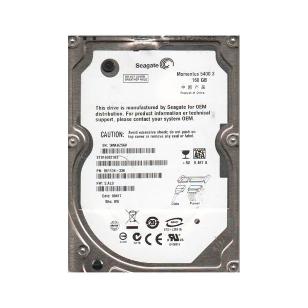9S1134-336 - Seagate Momentus 5400.3 Series 160GB 5400RPM SATA 1.5Gb/s 8MB Cache (CE) 2.5-Inch Hard Drive