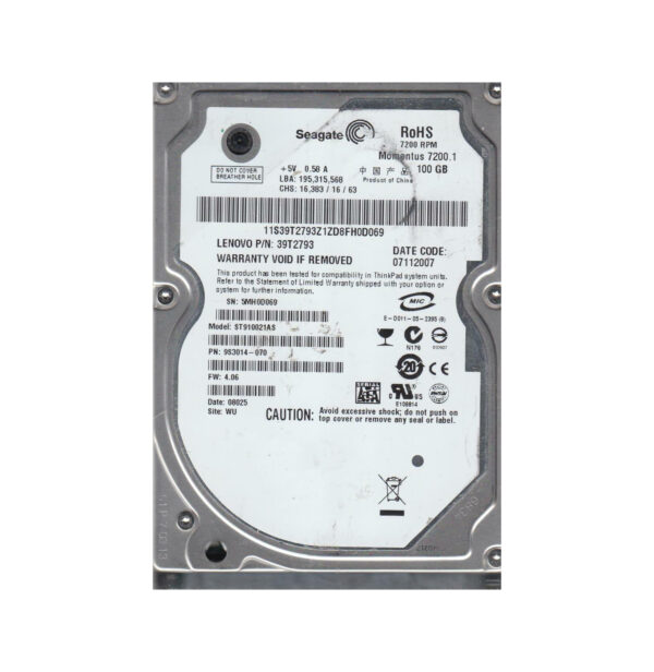 9S3014-070 - Seagate Momentus 7200.1 Series 100GB 7200RPM SATA 1.5Gb/s 8MB Cache (RoHS) 2.5-Inch Hard Drive