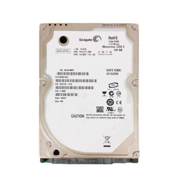 9S513E-070 - Seagate 100GB 7200RPM SATA 3Gb/s 8MB Cache 2.5-inch Hard Drive