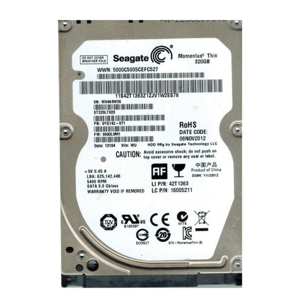 9YG142-071 - Seagate Momentus Thin 320GB 5400RPM SATA 3Gb/s 16MB Cache (CE) 2.5-Inch Hard Drive